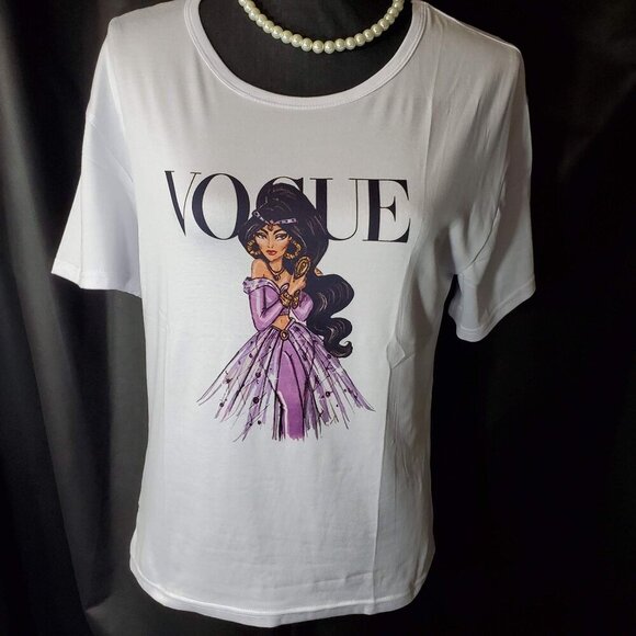 Jasmine Princess Knit Blouse Aladdin Short Sleeve Tee Shirt Graphic Top - Picture 5 of 9